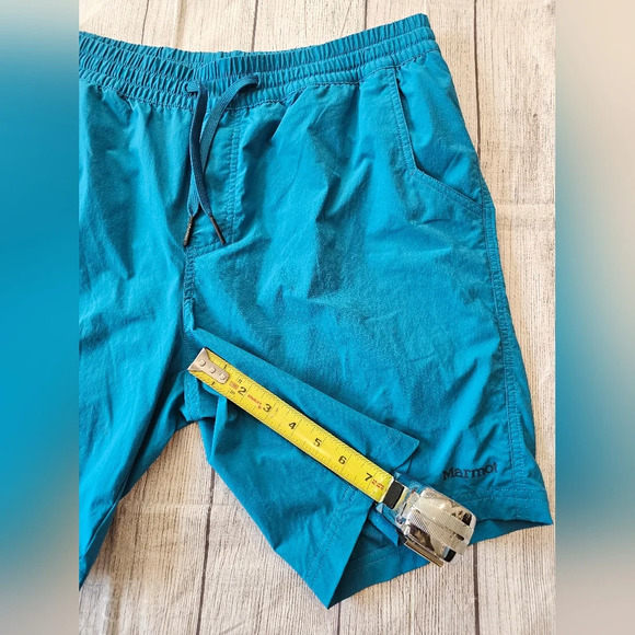 Marmot Men's Size Large Pull On Turquoise Activewear Performance Shorts Pockets - Picture 7 of 8
